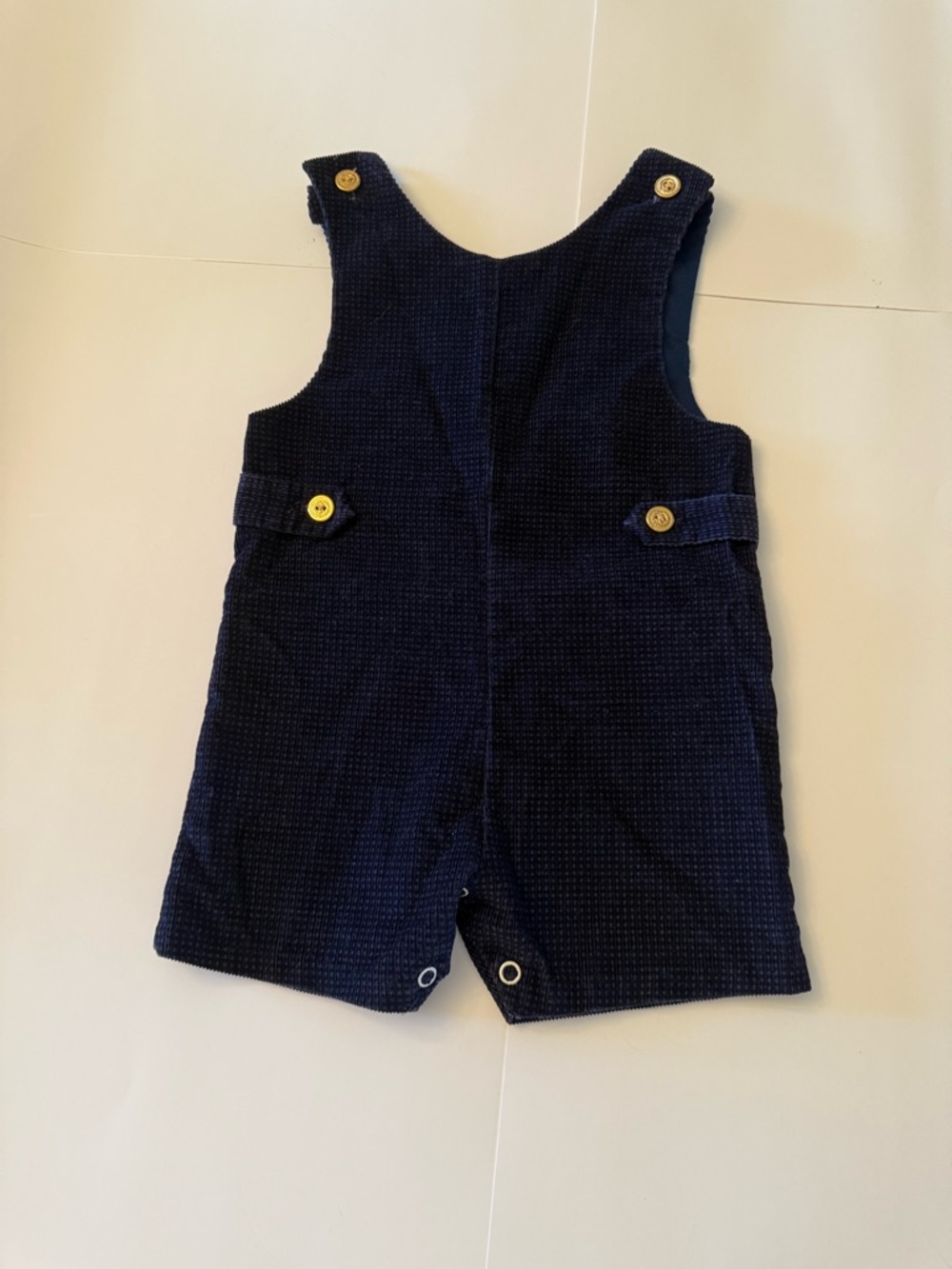 VTG Navy Textured Corduroy Baby Romper with Button Details Sz 18months USA